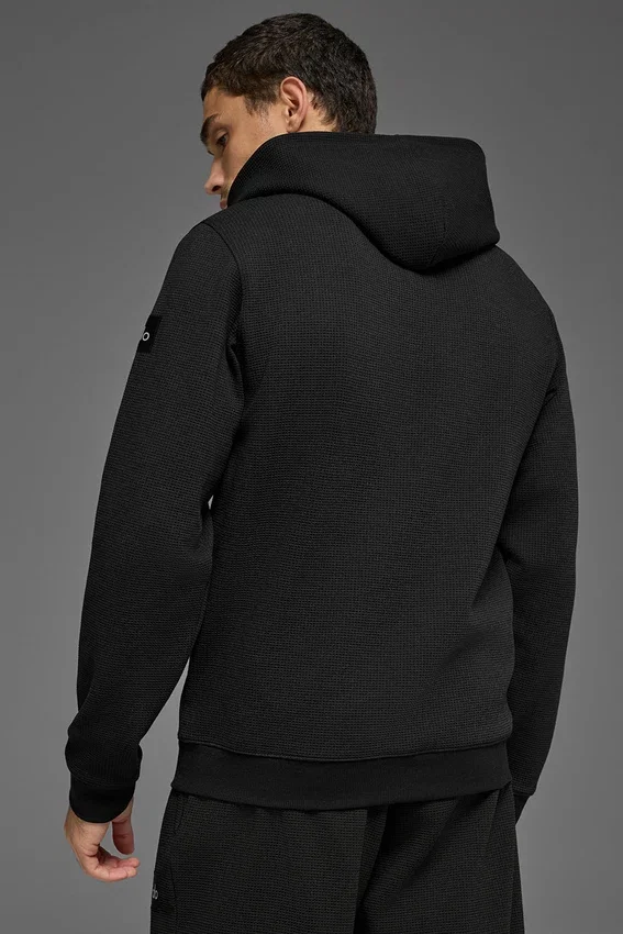 Waffel-Lounge-Hoodie – Schwarz