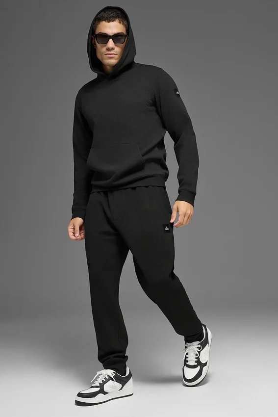 Waffel-Lounge-Hoodie – Schwarz