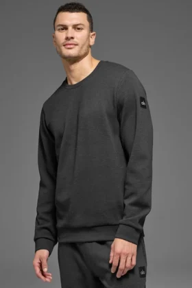 Waffle Lounge Langarmshirt – Anthrazit