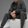 Waffle Lounge Langarmshirt – Anthrazit