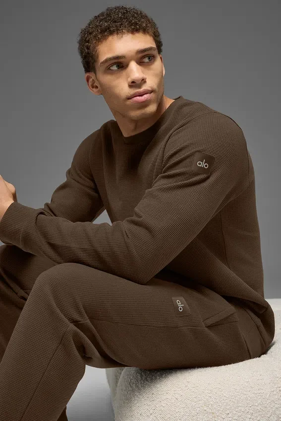 Waffle Lounge Langarmshirt – Espresso