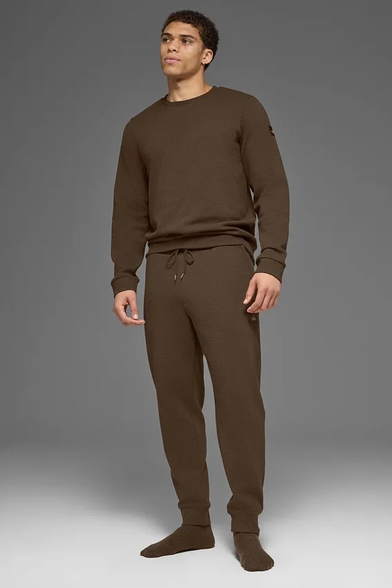 Waffle Lounge Langarmshirt – Espresso