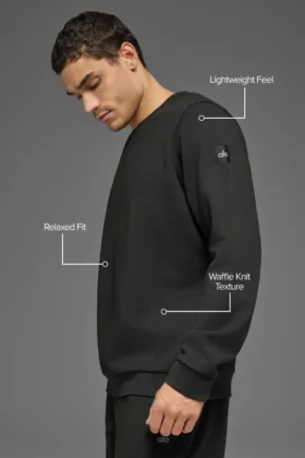 Waffle Lounge Langarmshirt – Schwarz