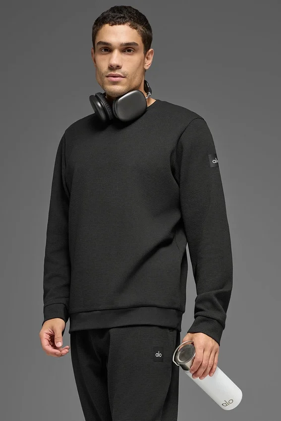 Waffle Lounge Langarmshirt – Schwarz