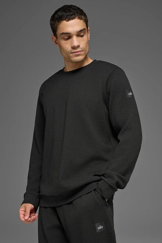 Waffle Lounge Langarmshirt – Schwarz