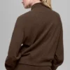 Waffle Weekend Escape Langarmshirt mit Stehkragen – Espresso
