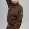 Waffle Weekend Escape Langarmshirt mit Stehkragen – Espresso