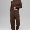 Waffle Weekend Escape Langarmshirt mit Stehkragen – Espresso