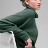 Waffle Weekend Escape Rollkragen-Langarmshirt – Kleegrün