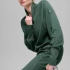 Waffle Weekend Escape Rollkragen-Langarmshirt – Kleegrün