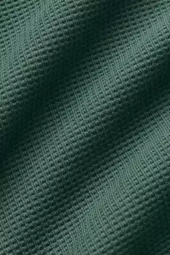 Waffle Weekend Escape Rollkragen-Langarmshirt – Kleegrün