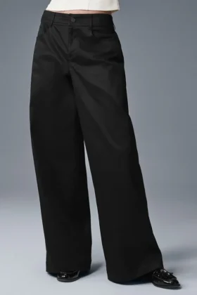 Wanderlust-Hose mit weitem Bein – Schwarz