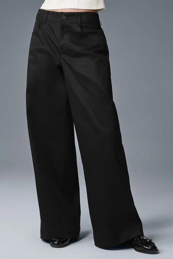Wanderlust-Hose mit weitem Bein – Schwarz