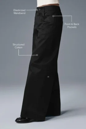 Wanderlust-Hose mit weitem Bein – Schwarz