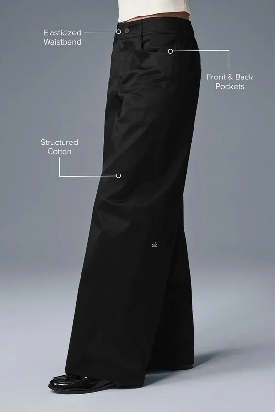 Wanderlust-Hose mit weitem Bein – Schwarz