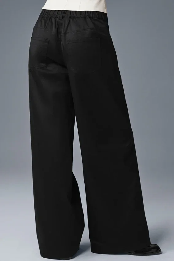 Wanderlust-Hose mit weitem Bein – Schwarz