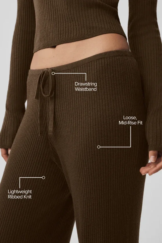 Weite Hose mit mittlerer Leibhöhe aus Pullover-Strick – Espresso