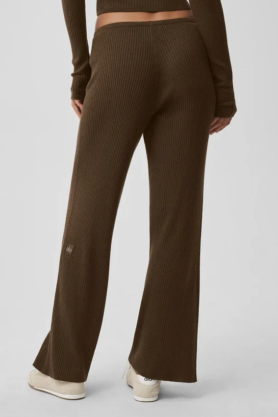 Weite Hose mit mittlerer Leibhöhe aus Pullover-Strick – Espresso
