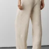 Weite Hose mit mittlerer Leibhöhe im Pullover-Strick-Look – Hafergrau meliert