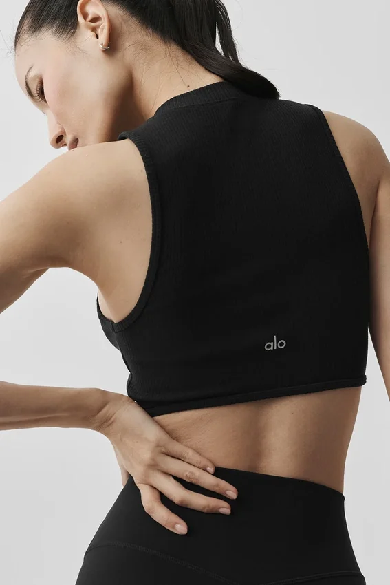 Wellness Rib Flaunt Top – Schwarz