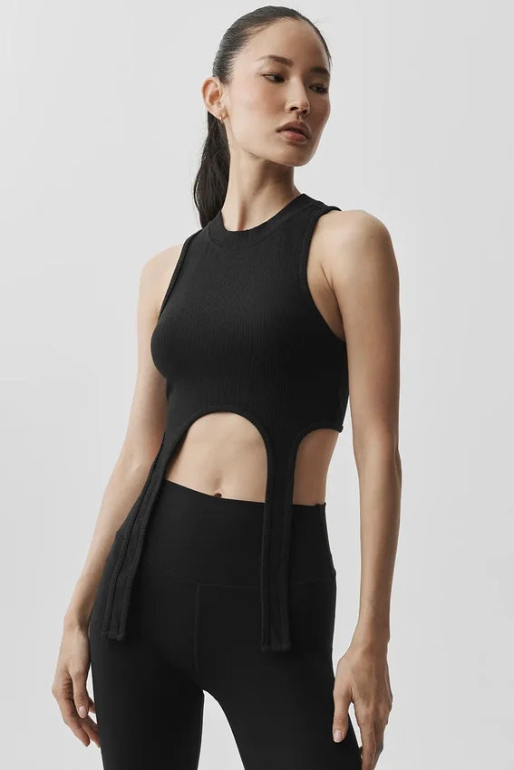 Wellness Rib Flaunt Top – Schwarz