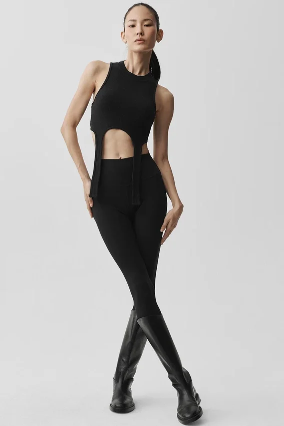 Wellness Rib Flaunt Top – Schwarz