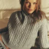 Winter Bliss Hoodie mit Zopfmuster – Athletic Heather Grey