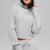 Winter Bliss Hoodie mit Zopfmuster – Athletic Heather Grey
