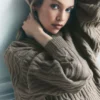 Winter Bliss Hoodie mit Zopfmuster – Hellkakao