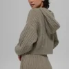 Winter Bliss Hoodie mit Zopfmuster – Hellkakao