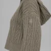 Winter Bliss Hoodie mit Zopfmuster – Hellkakao