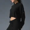 Winter Bliss Hoodie mit Zopfmuster – Schwarz