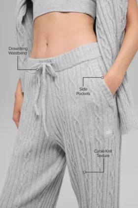 Winter Bliss Hose im Zopfmuster – Athletic Heather Grey