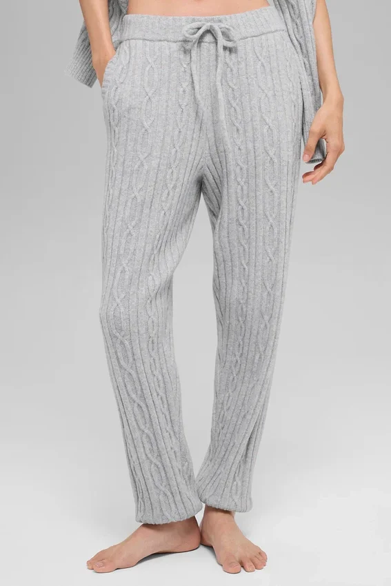 Winter Bliss Hose im Zopfmuster – Athletic Heather Grey