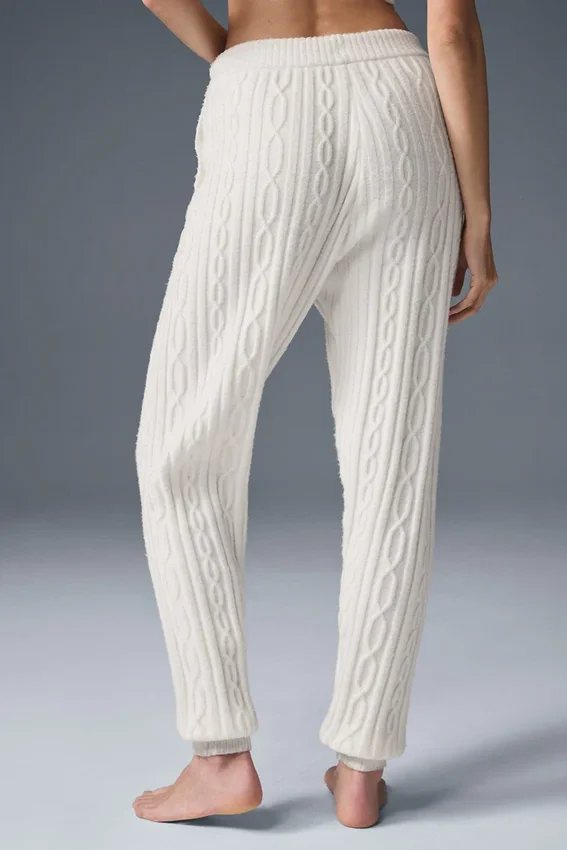 Winter Bliss Hose im Zopfmuster – Elfenbein