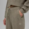 Winter Bliss-Hose im Zopfmuster – Hellkakao