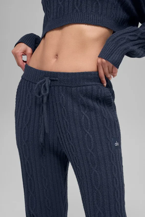 Winter Bliss Hose im Zopfmuster – Marineblau
