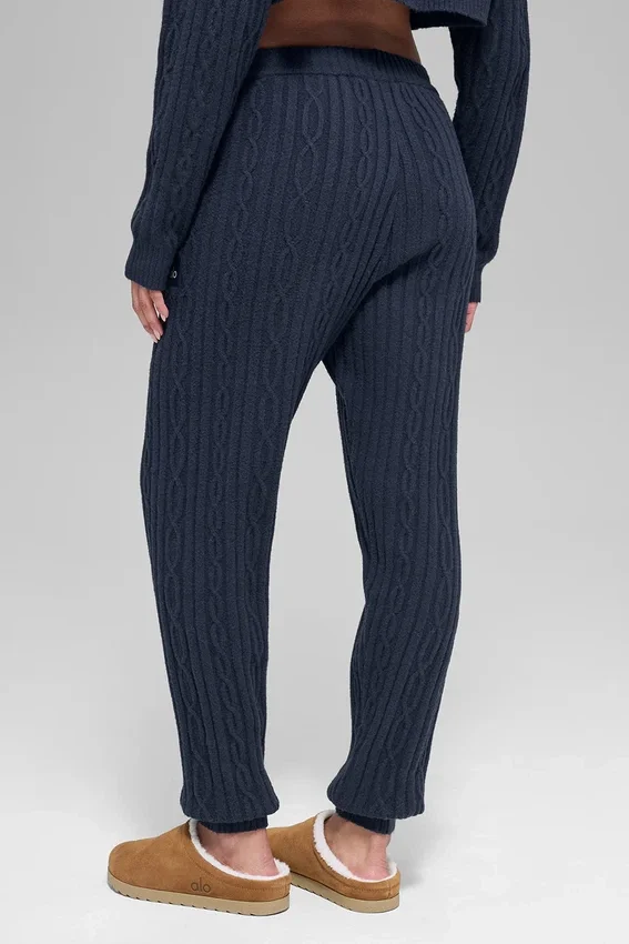 Winter Bliss Hose im Zopfmuster – Marineblau