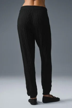 Winter Bliss Hose im Zopfmuster – Schwarz