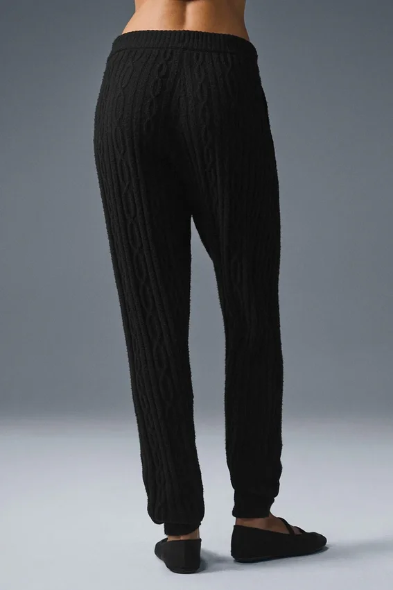 Winter Bliss Hose im Zopfmuster – Schwarz