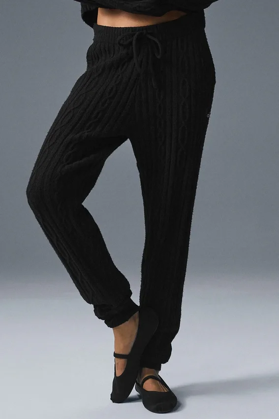 Winter Bliss Hose im Zopfmuster – Schwarz