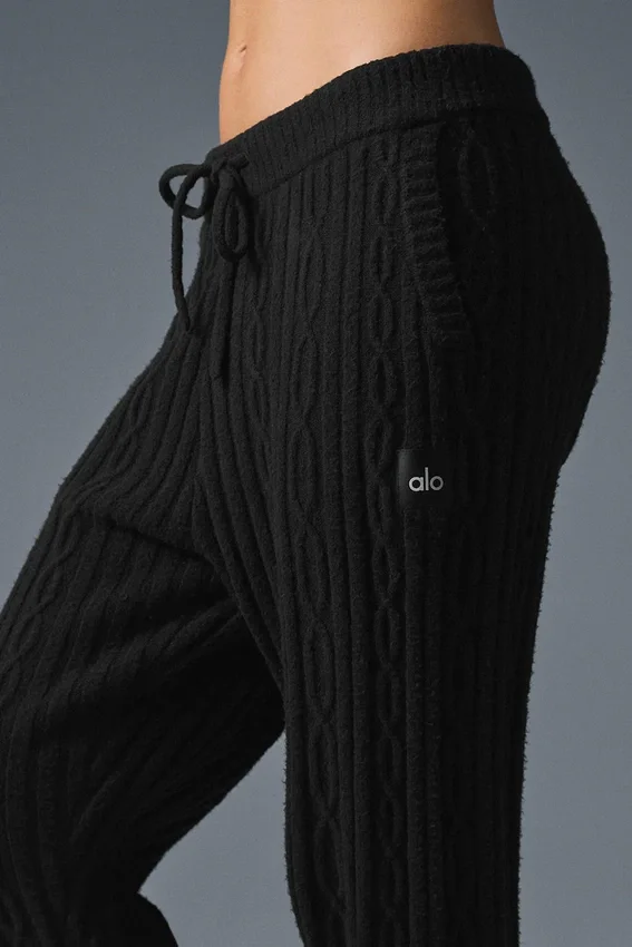 Winter Bliss Hose im Zopfmuster – Schwarz