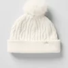 Winter Bliss-Mütze im Zopfmuster – Elfenbein