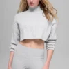 Winter Bliss Rollkragenpullover mit Zopfmuster, kurz geschnitten, mit Langarmshirts – Athletic Heat