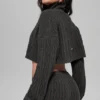 Winter Bliss Rollkragenpullover mit Zopfmuster, kurz geschnitten, mit Langarmshirts – Dark Heather