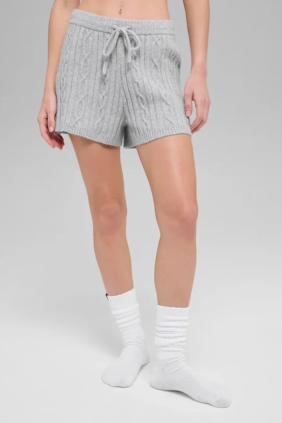 Winter Bliss Shorts im Zopfmuster – Athletic Heather Grey