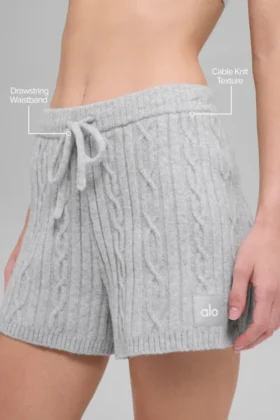 Winter Bliss Shorts im Zopfmuster – Athletic Heather Grey