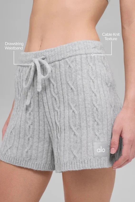 Winter Bliss Shorts im Zopfmuster – Athletic Heather Grey
