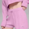 Winter Bliss Shorts im Zopfmuster – Candy Heart Pink
