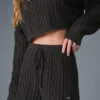 Winter Bliss Shorts im Zopfmuster – Dunkelgrau meliert